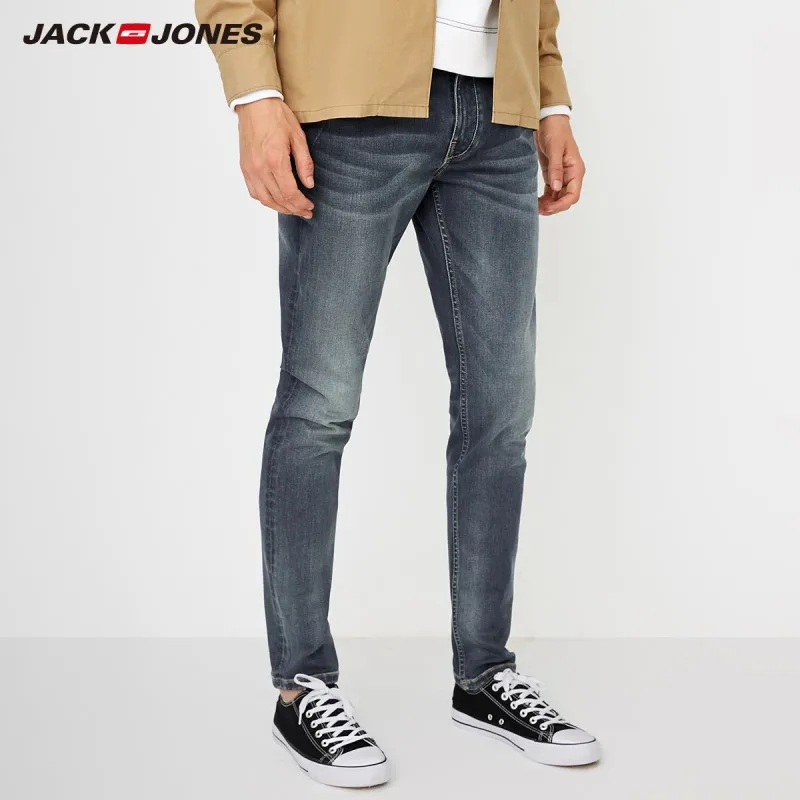 JackJones модные трендовые узкие удобные мужские осенние джинсы с заниженным шаговым