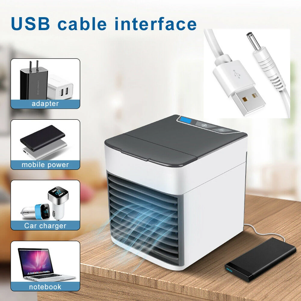 

Mini USB Air Cooler Portable Air Conditioner Humidifier Purifier 7 Color Light Desktop Air Cooling Fan Air Cooler Fan for office