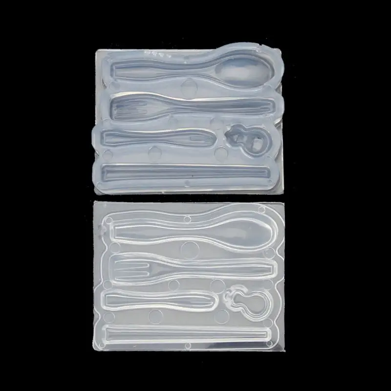 Новый прозрачный DIY Мини Моделирование палочки для еды ложки вилки смолы силиконовые формы ювелирных изделий ремесло инструменты кулон
