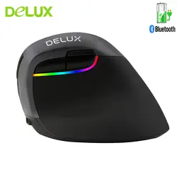 Delux M618 мини Беспроводной Bluetooth 4,0 Двойной режим Мышь Перезаряжаемые Эргономичный Вертикальная мышь 2400 Точек на дюйм оптических RGB игровая