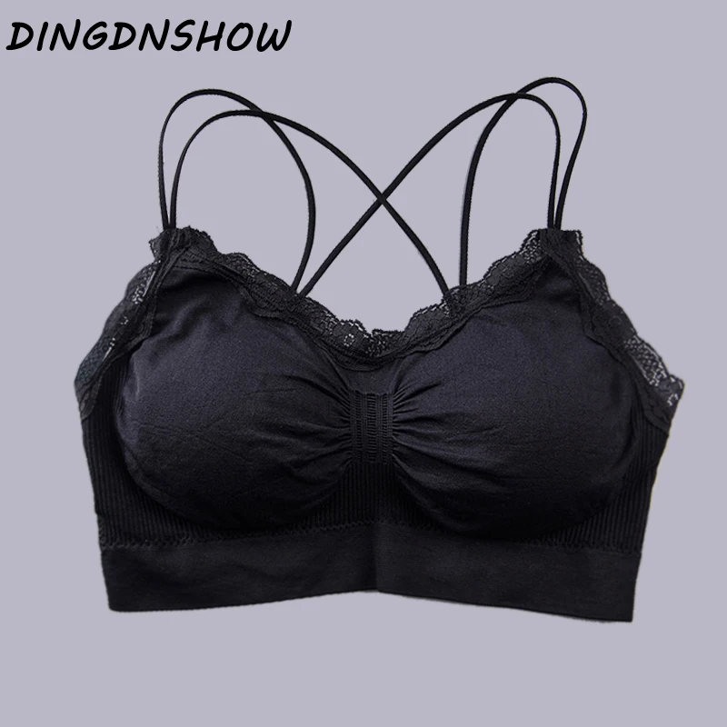 

[DINGDNSHOW] 2020 Seamless Bra Cross Beautiful Back Hollowed Breast Wrapping Sports Bra Massage Particles Breast Plaster Women