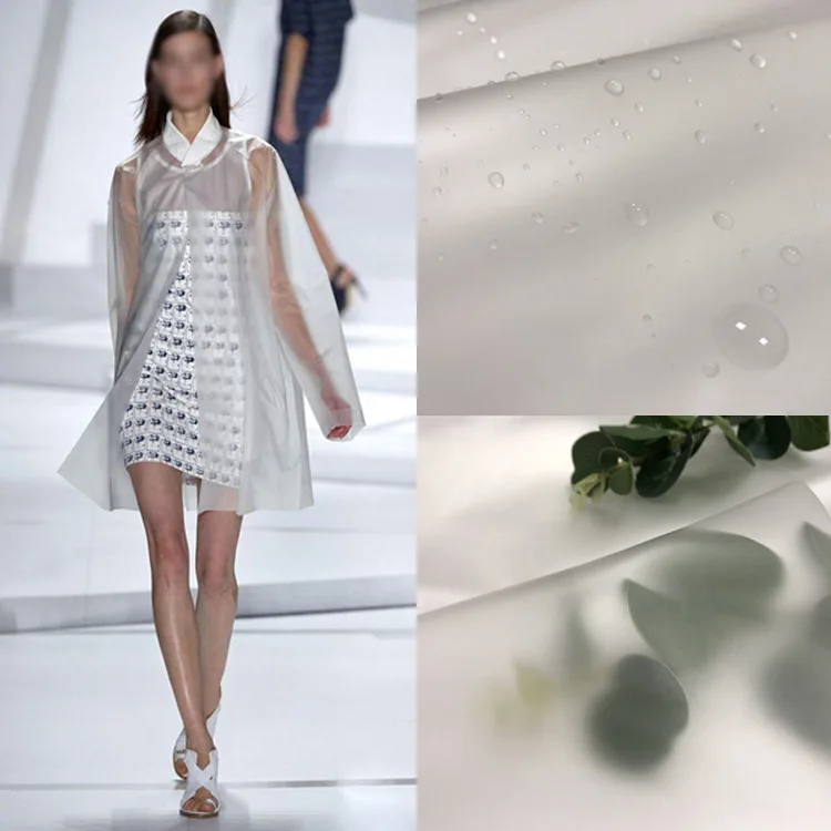 

High-end Fashion Translucent Tpu Membrane Waterproof Fabric Used For Raincoat Catwalks, By The Meter