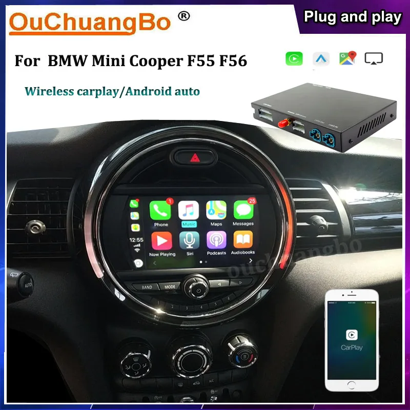 Ouchuangbo обновленный беспроводной Android Авто CarPlay Apple плеер для BMW Mini Cooper F54 F55 F56 F60