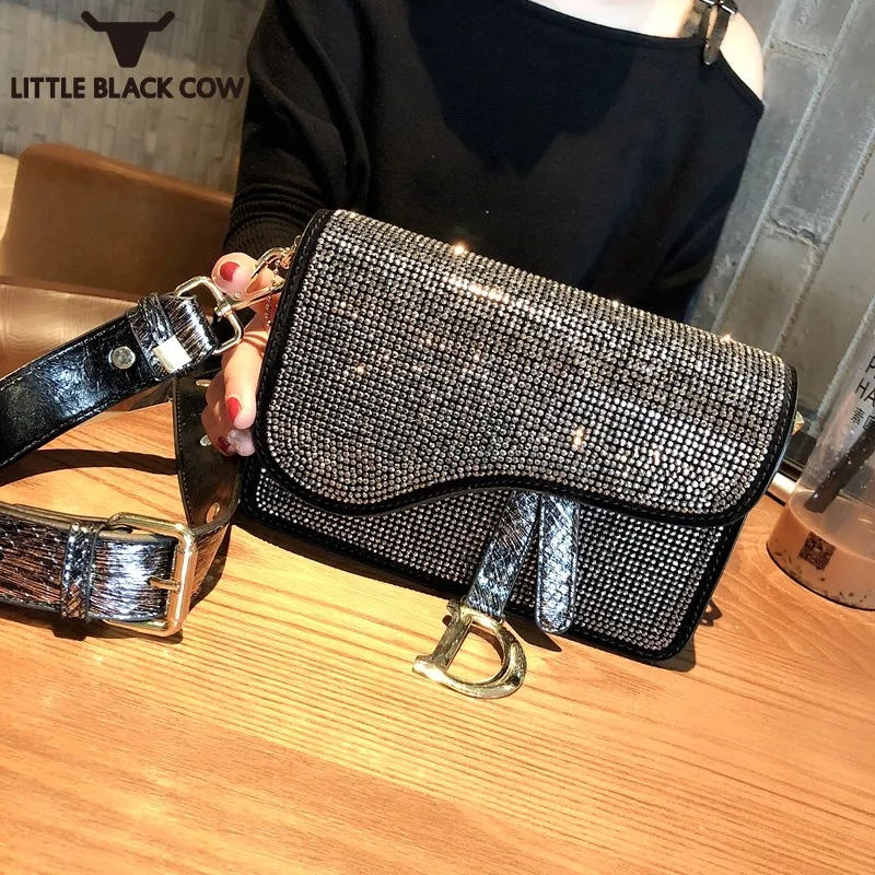

Rhinestone Diamond Fashion Bags Women Designer Summer New Famous Brand Crossbody Shoulder Bag Black Party Office Lady Small Bag