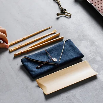 

SEAAN Bamboo Tea Tools Four Piece Tea Tool Tea Spoon Tea Clip Tea Needle with Storage Bag