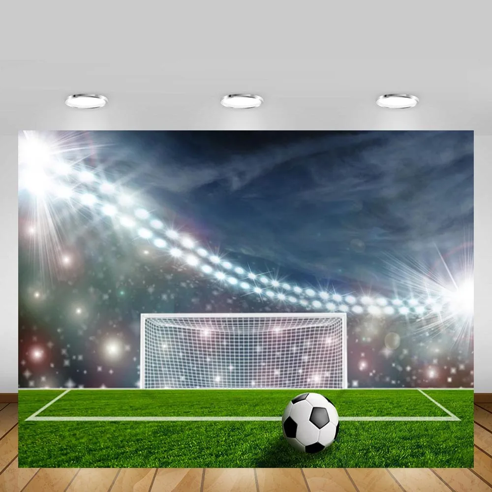

Mehofond Soccer Football Stadium Backdrop Grassland Audience Baby Birthday Party Photography Background Decor Banner Photo Studi