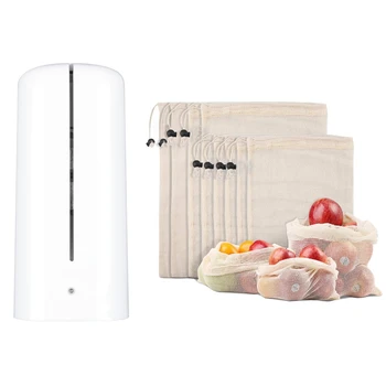 

NEW-Rechargeable Activated Oxygen Air Ozonizer USB & Reusable Produce Bags for Fruit,Veggies,Fridge Organizing,Toys