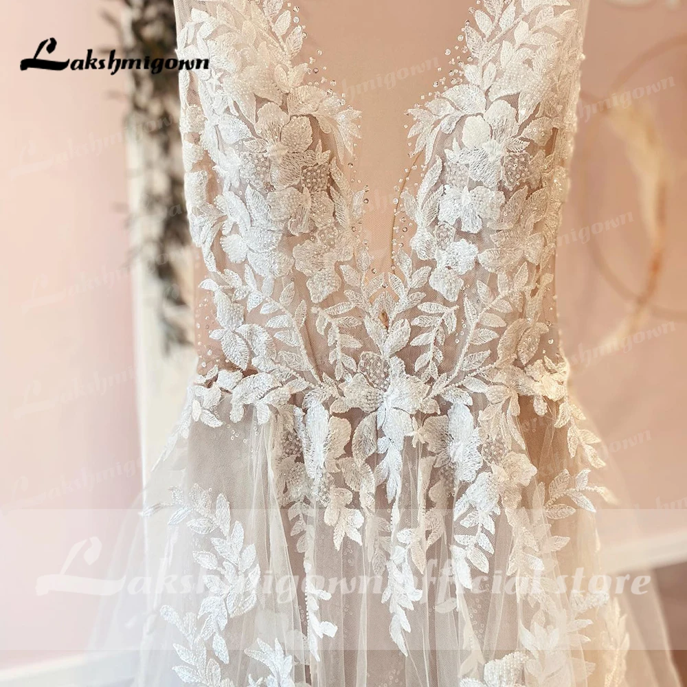 simple wedding dresses Sexy A-Line Backless Wedding Dress 2022 Vintage Lace Applique Beaded Off White Tulle Wedding Gowns Trouwjurk Long Bridal Dress long sleeve wedding dresses