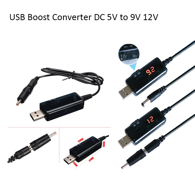 USB повышающий преобразователь постоянного тока DC 5V 9V 12V USB Шаг-Up преобразователь кабель 5V 9V 12V разъем для Питание/Зарядное устройство/Мощность конвертер
