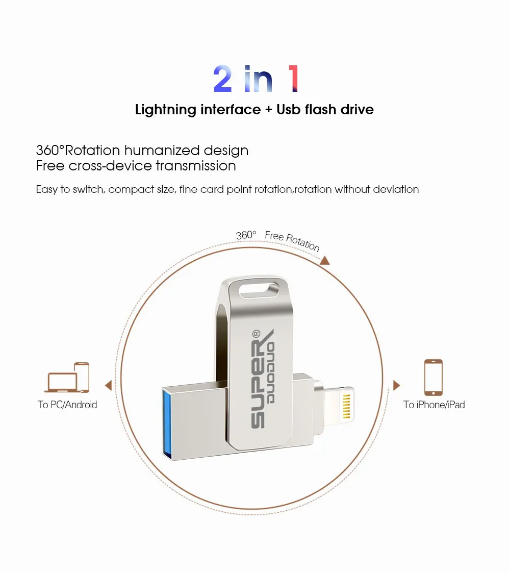 2в1 128 Гб 64 ГБ 32 ГБ 16 ГБ 8 ГБ металлический USB 2,0 OTG iFlash Drive HD USB флеш-накопители для iPhone для iPad для iPod и Android Pho