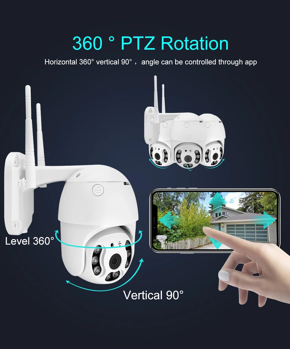 1080P wifi PTZ HD полноцветная ip-камера ночного видения, беспроводная наружная Водонепроницаемая шариковая камера видеонаблюдения, мониторинг безопасности, голосовой домофон
