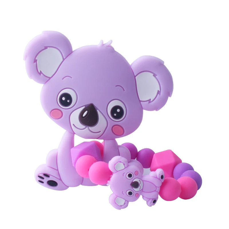 Пищевой Детский мультфильм коала браслет для прорезывающихся зубов младенец изготовленное вручную кольцо ожерелье-прорезыватель для зубов дети силиконовые жевательные Подвески Дети Прорезыватель игрушки - Цвет: Purple Koala