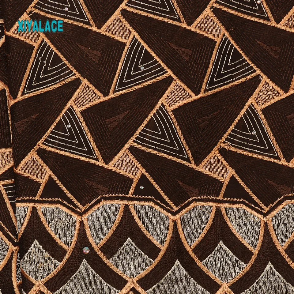 Высококачественная нигерийская французская Роскошная африканская кружевная ткань с ажурным рисунком Тюлевое кружево с камнями вышитое гладью кружево ткань YA2907B-4