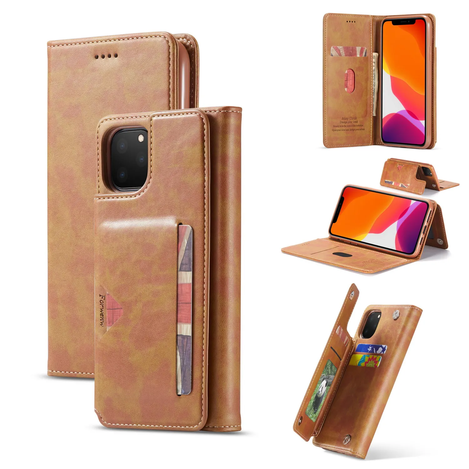 

for iPhone 11 Pro Max 11Pro 2019 Case Wallet Flip Leather 5 Card Slots Photo Frame Cover for iPhone XS Max XR X 7 8 Plus 6 6s