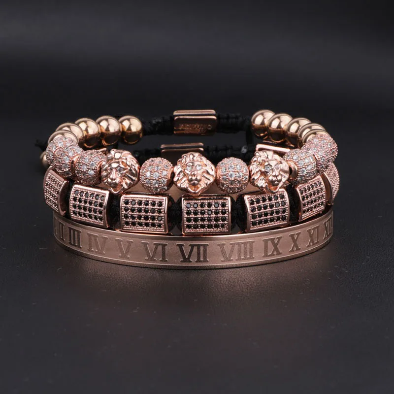 New Design Men Jewelry Luxury Bracelet CZ Pave Ball Rectangle Braided Stainless Steel Bangle Adjustable Bracelet Men - Image 4
