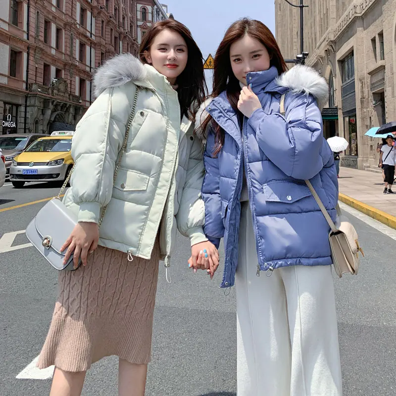 

Goose Down Coat Winter Oversize Fur Collar Womens Down Jackets ultra Light Down Jacket Woman Hood Winter Puffe Jacket Coat Down