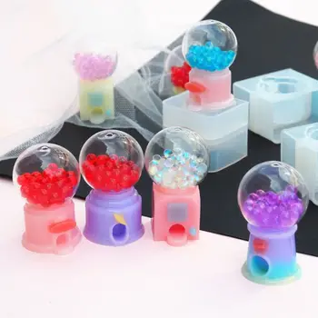 

4 Styles Handmade Classic Glass Candy Twirling Gumballs Machine Resin Mold Funny Game Toy Pendant Resin Mold Art Crafts