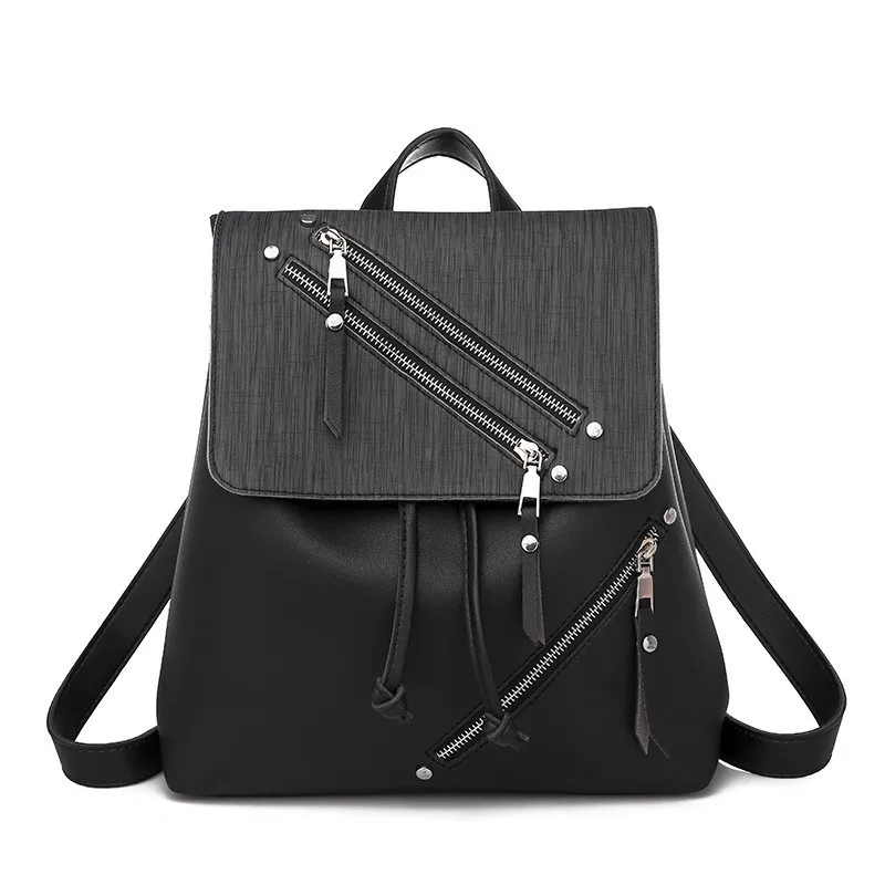 

Fashion Women Backpacks 2019 New Pu Leather Big Capacity School Student Bags Zipper Designer Lady Bags Female Travel Backpack