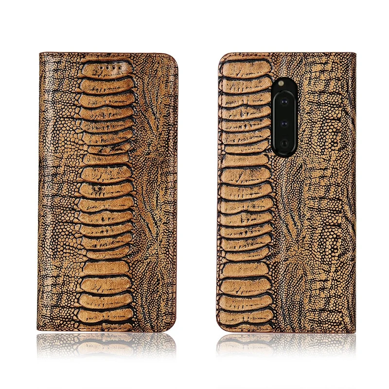 

Ostrich foot pattern genuine leahther phone bag for Sony Xperia 1 magnetic phone case for Sony Xperia XZ4 flip cover funda case