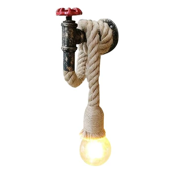 

Vintage Industrial Water Pipe Wall Sconce Rope Wall Light Kitchen Farmhouse Bar Decoration Lamp(Bulb Not Included)