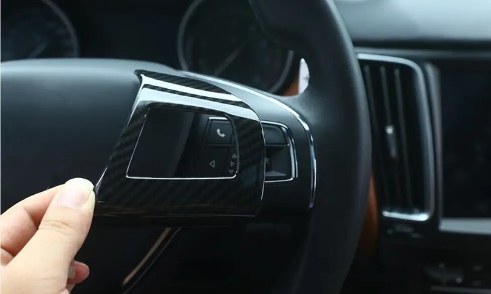 Пластик углеродного волокна Цвет рулевого колеса Кнопка рамка крышка чехол для Maserati Levante Ghibli Quattroporte 2 шт./компл