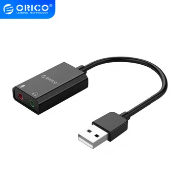 

ORICO USB External Sound Card with Headset Port + 1 Microphone Port Jack 3.5mm Adapter Mute Switch Volume Adjustment Free