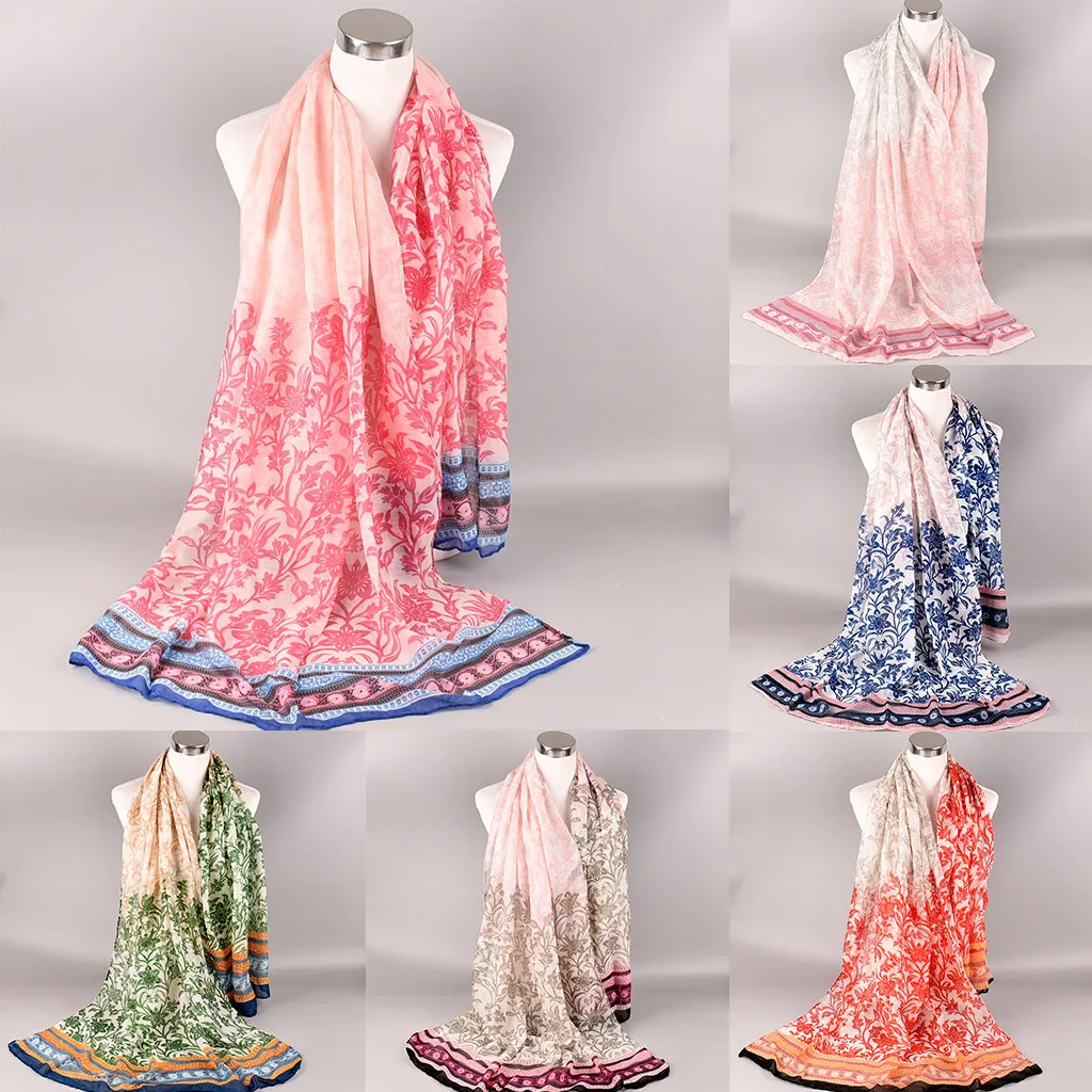 

Scarf 2020 Spring Winter New Women Ladies Fashion Flowers Printed Soft Shawl Wraps Long Scarf Scarves Thin gradient scarves #11