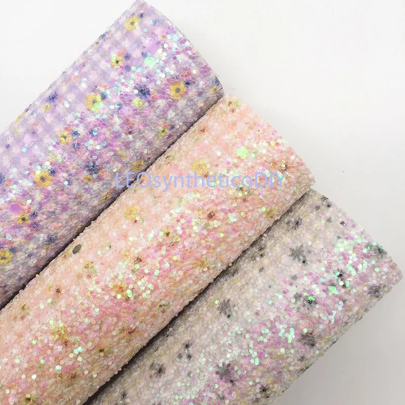 1PC 21X29CM Chunky Glitter Leather Flowers Plaids printed Sheets For Making Bows LEOsyntheticoDIY T401A | Дом и сад