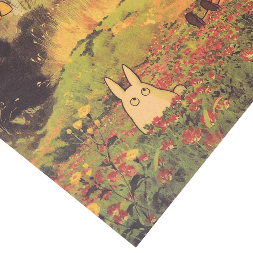Мультфильм Хаяо Миядзаки плакат на крафт-бумаге мультфильм Мой сосед Тоторо украшение живопись настенные наклейки 50,5X35 см
