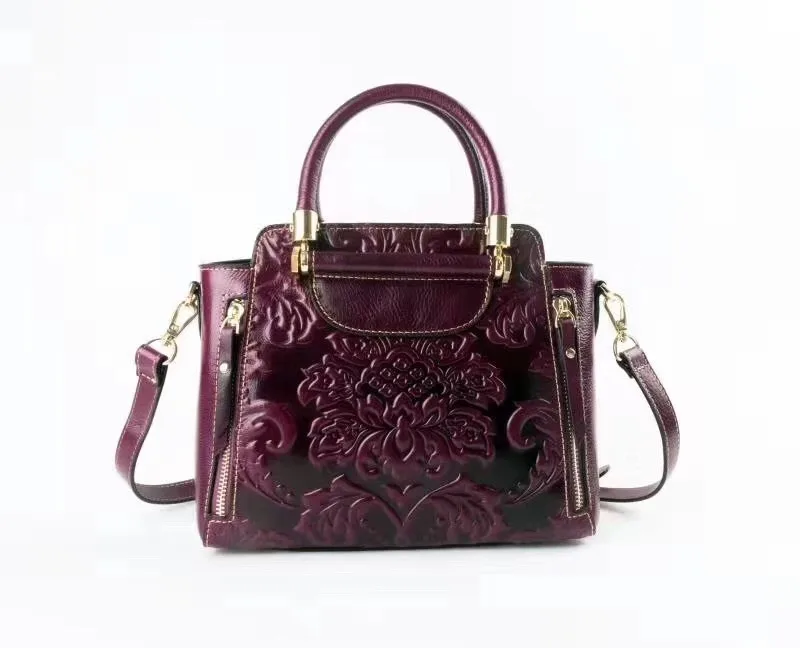 SUWERER новая женская сумка из натуральной кожи Модная роскошная женская сумка от известного бренда Настоящее тиснение из коровьей кожи кожаная сумка - Цвет: purple