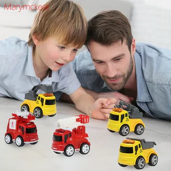 

4 pcs/set Alloy Scale Car 1:64 Miniature Diecasts Model-Car Metal Vehicles Kids Engineering Truck Fire Truck Toy for Boys