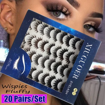 

20Pairs Mix Style 3D Mink Natural False Eyelashes Dramatic Volume Long Wispies Fluffy Lash Makeup Fake Eyelash Beauty Extension