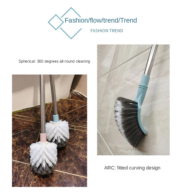 Description Picture 6 of itemCurved Long Handle Stainless Steel Rod Toilet Brush No Dead Corners Toilet Brush Squatting Pan Cleaning Brush Toilet Brush