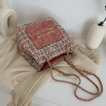 

Large-Capacity Bag Women's Bag 2020 New Fashion Korean-Style All-match Messenger Bag Spring Fashion Woolen Shoulder Bucket Bag