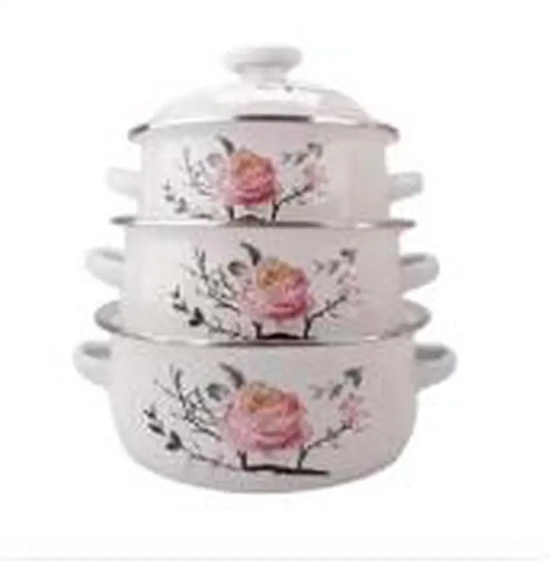 Enamel Pot Binaural Soup Stew Boiling Milk Universal Wok Hotpot Cookware for | Дом и сад