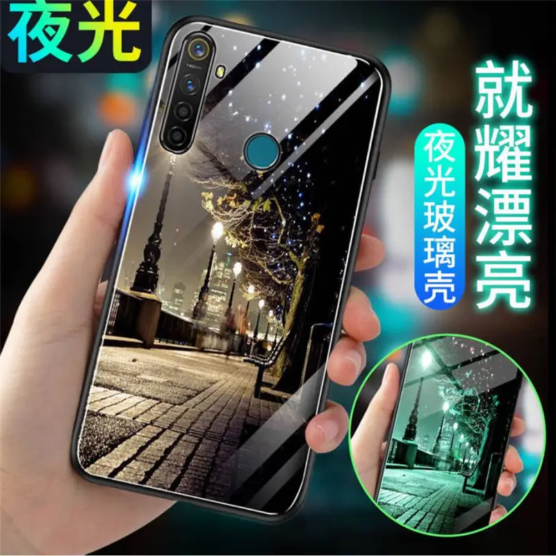 Светящийся закаленный чехол для OPPO Realme Q 6 3 дюйма стандартная задняя крышка