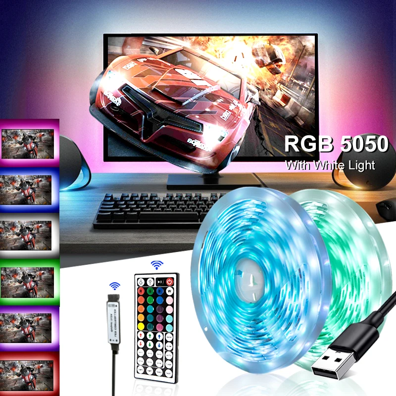 Светодиодная лента с ИК пультом ДУ USB 44 клавиши 5 в постоянного тока RGB 5050 гибкая Водонепроницаемая