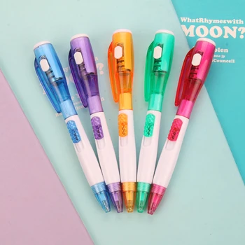 

1pc Magic 2 In 1 Light Flashlight Combo Stationery Marker Penlight Highlighter Invisible Ink Pen With Battery