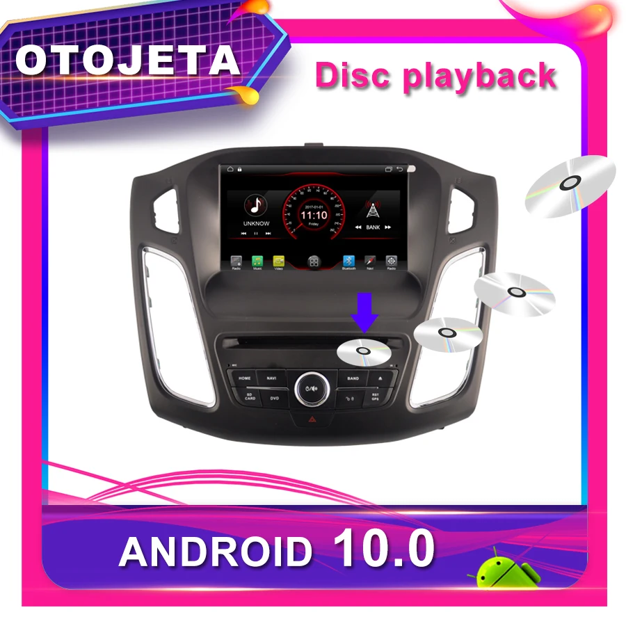 OTOJETA Автомобильный DVD Android 10,0 Автомобильный gps для FORD FOCUS 2012- 8 дюймов Автомобильный Радио мультимедийная лента рекордер bluetooth навигация