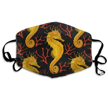 

Amazing Mask Reusable Anti Dust Face Mouth Cover Seamless Pattern Seahorse Coral Mask Warm Windproof