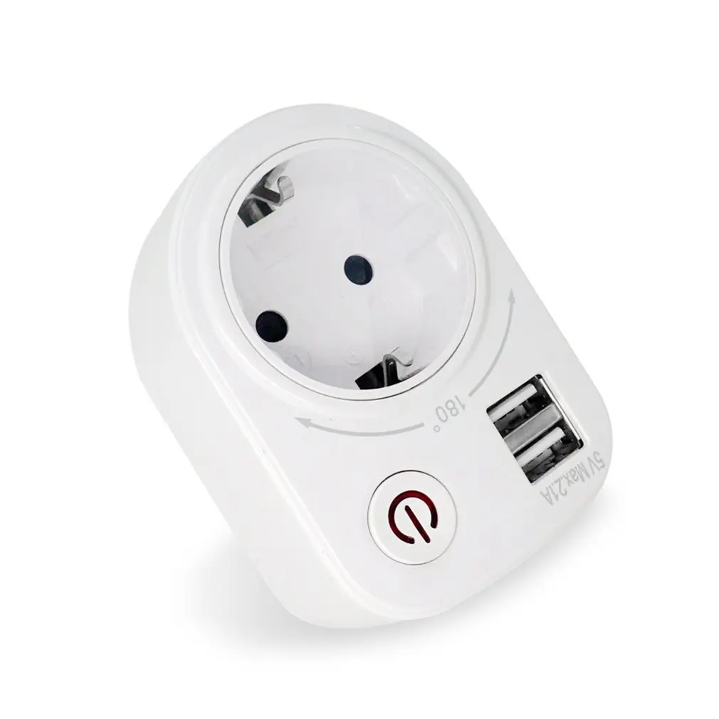 

5V 2.1A Electric Dual USB Charger Adapter EU Plug Intelligent Plug-in Wall Socket Charging Power Switch Outlet Home Travel