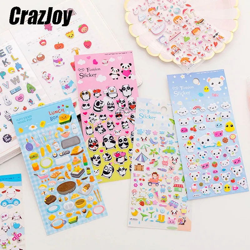 

3d Children Cute Bubble Stickers Animal Kawaii Laptop Cartoon Car Bike Skateboard Notebook Waterproof Stickers Education For Kid