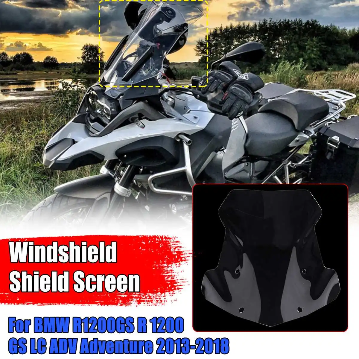 

4mm Transparent Windscreen Windshield Wind Shield Screen Protector For BMW R1200GS R 1200 GS LC ADV Adventure 2013-2018
