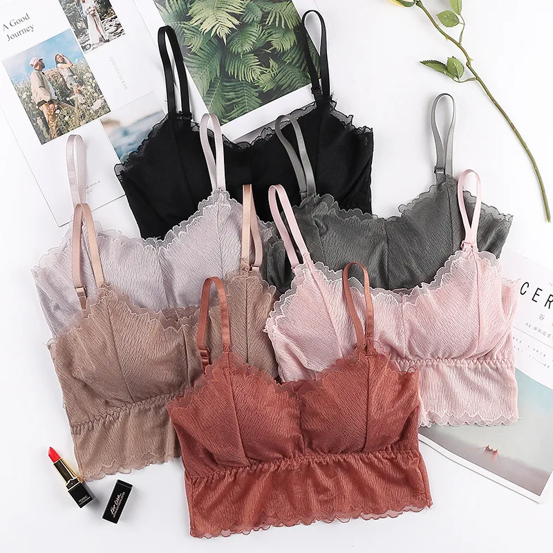 

Women Sexy Lace Tube Top With Chest Pad Bra Top Underwear Sports Bra Female Lingerie Bralette