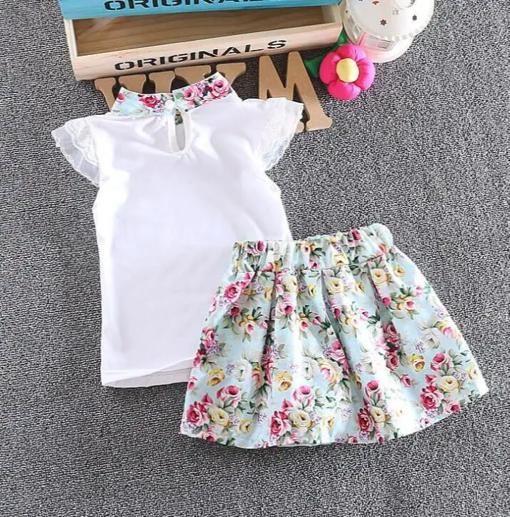 kids girls Summer tank outfits 6m 12m 2T 3T Toddler kids baby girls outfits cotton cool Tee+Shorts Pants clothes Set cute baby floral clothing set