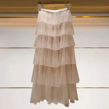 

Women Skirt Spring / Summer 2020 Skirt High Waist Cake Cascading Ruffles Midi Skirt
