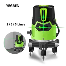 Best Price Green Light Laser Level 2/3/5 Lines Level Ruler 360 degree Fine-tuning Outside Strong Light Level Meter Cross Line Glare Point