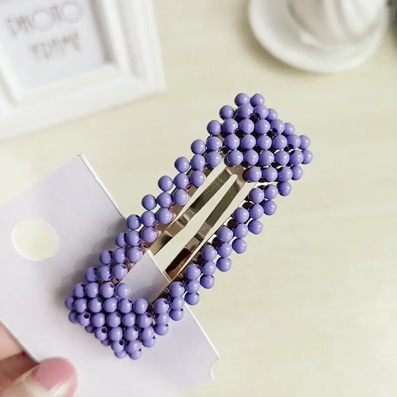 1 Purple Pin Crystal Slide Accessories Candy Clip Snap Barrette Hairpin Hair Women's - Цвет: 1 Purple