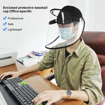 

TZT Clear Face Shield Baseball Hat Anti-Spitting Protective Hat Anti-Fog Face Shield Cap Removable PU463