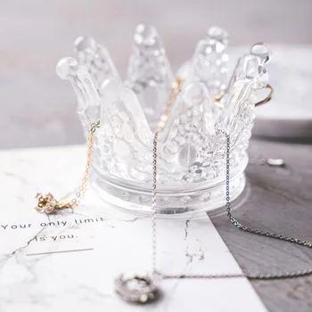 

Creative Qutline In Gold glass crown candlestick embossed ring beauty egg tray put cosmetic egg shelf jewelry storage box